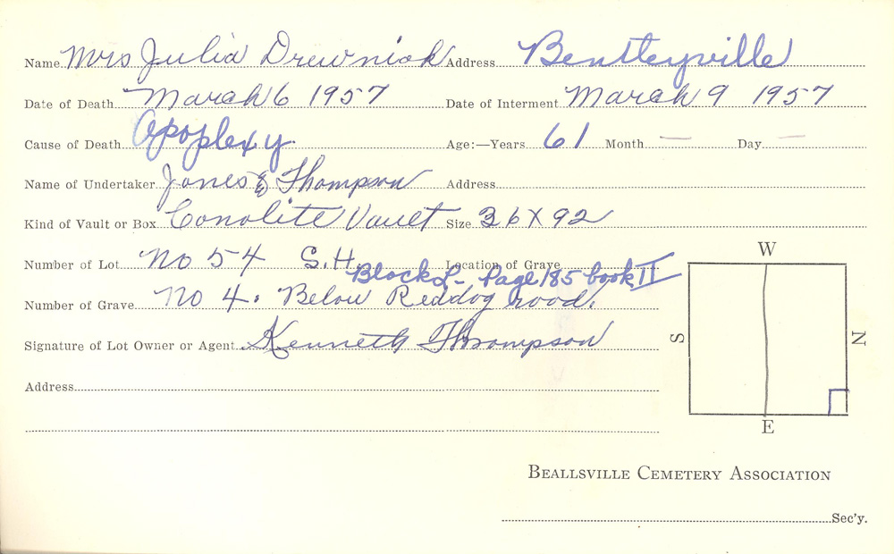 burial card